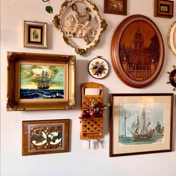 Vintage “On the High Seas” original painting in ornate gold frame 🌊 - Picture 5 of 5